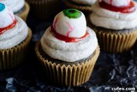 Ghoulish Black Sesame Eyeball Cupcakes