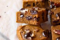 Chewy Pumpkin Blondies Studded with Chocolate
