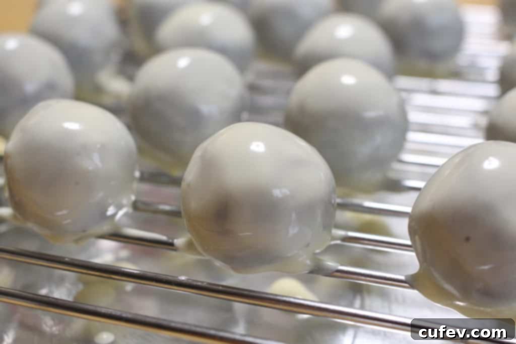 Finished Halloween white chocolate eyeballs with detailed decoration and a healthy sweet potato center