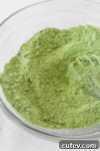 Dry ingredients to make matcha cake.