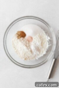 Tropical Gluten-Free Pineapple Upside Down Dream 7 The dry ingredients for gluten-free pineapple upside down cake in a mixing bowl.