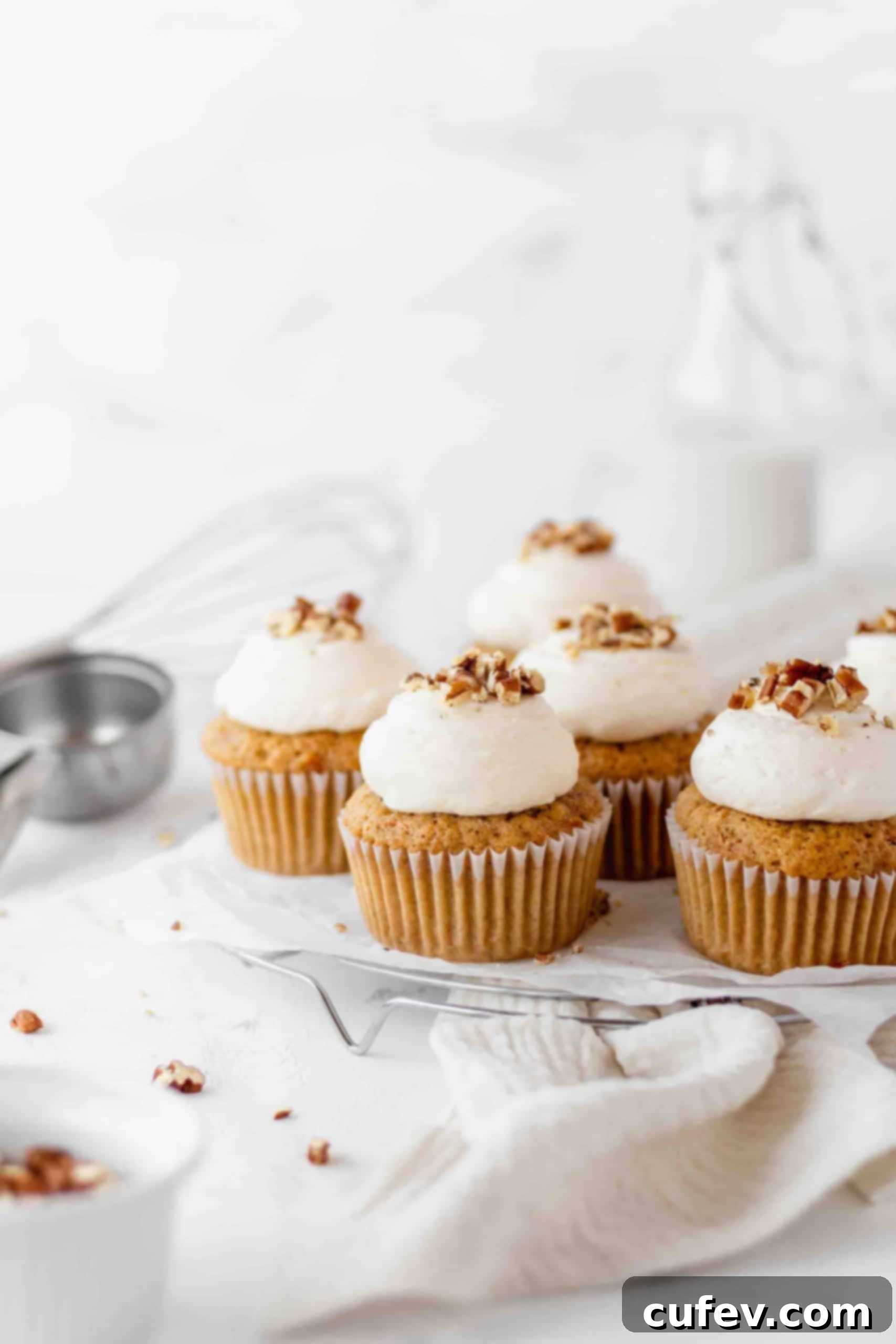 Carrot cake cupcakes with lemon cream cheese frosting