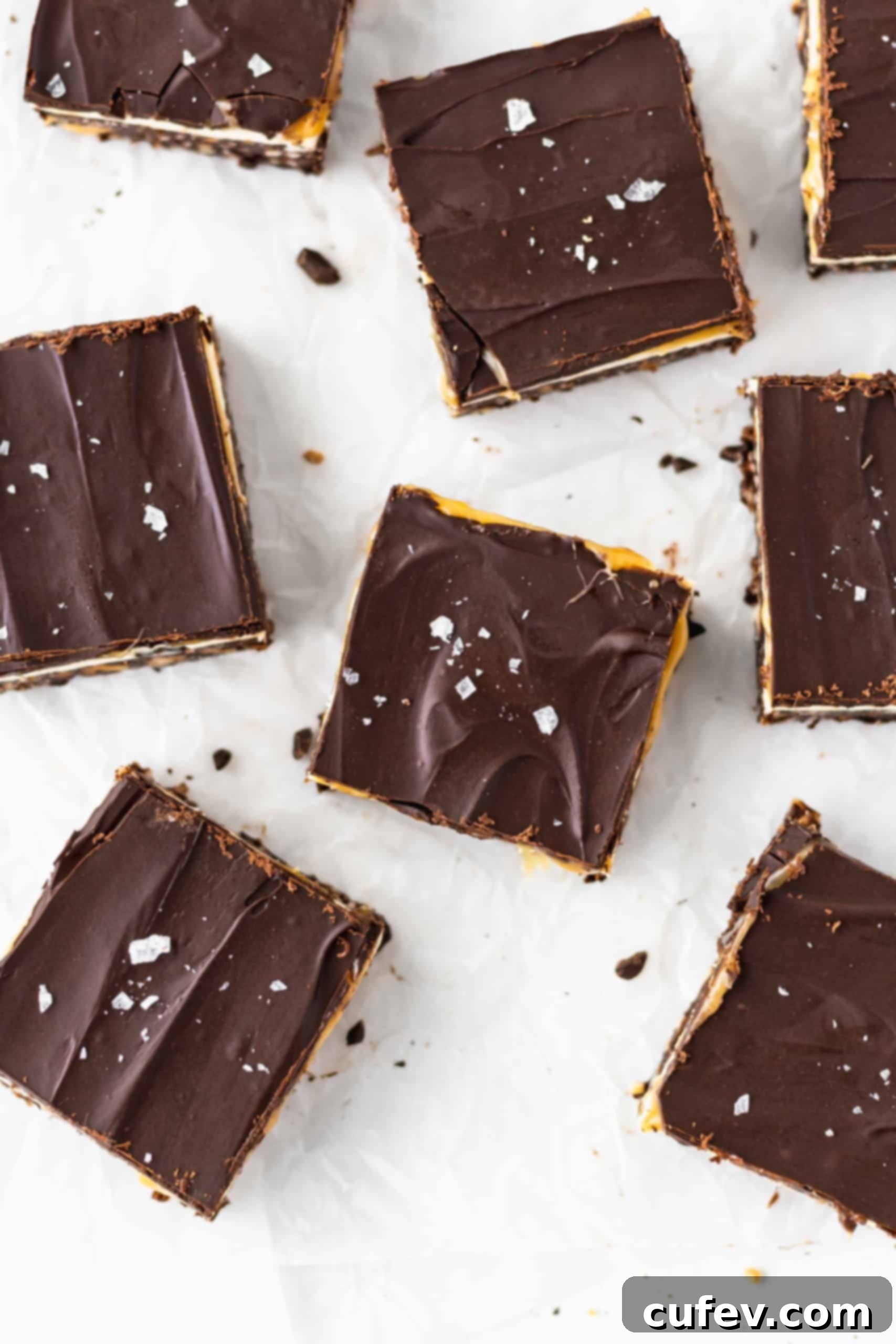 Caramel Nanaimo bars with flaky sea salt