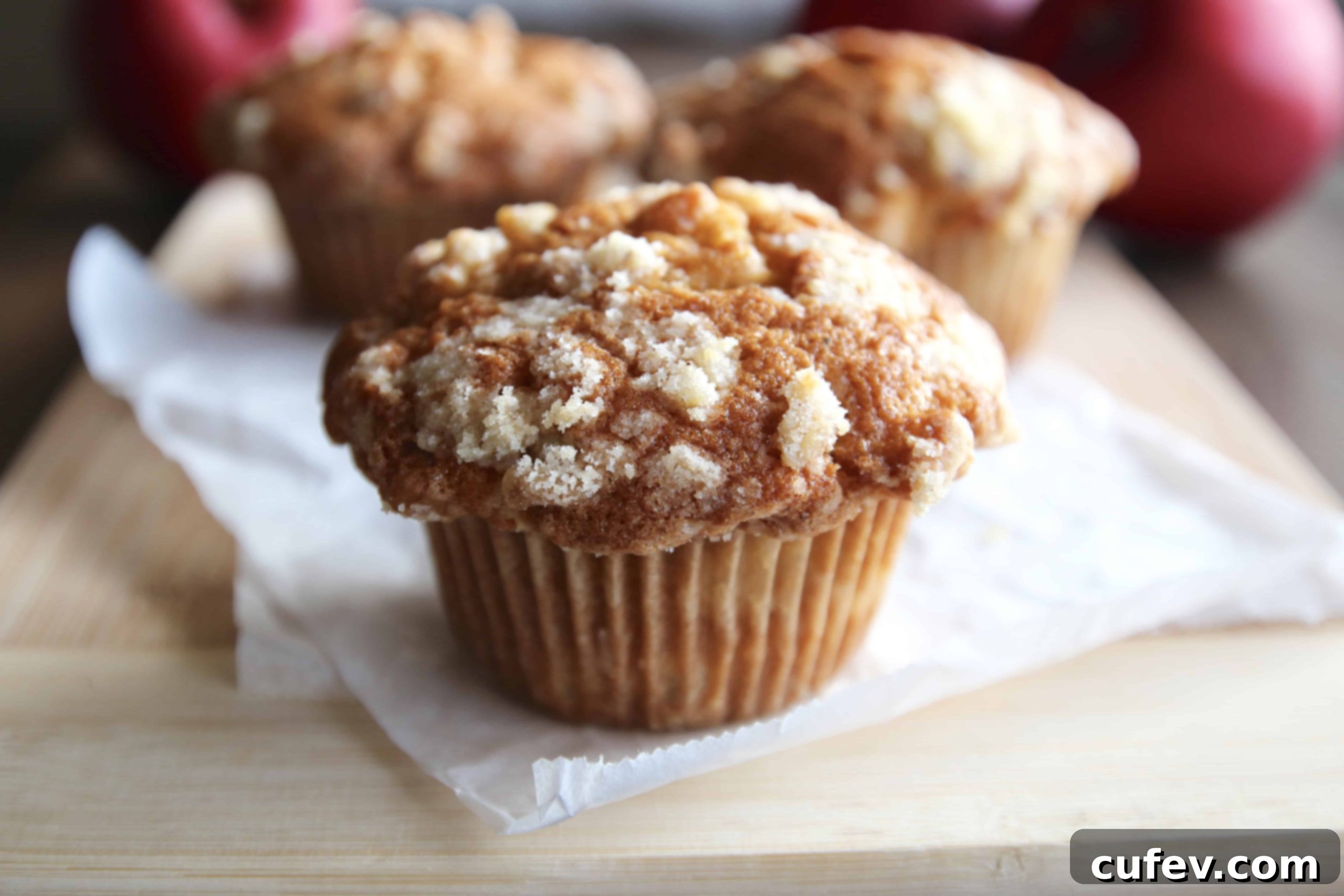 Apple muffin on parchment paper
