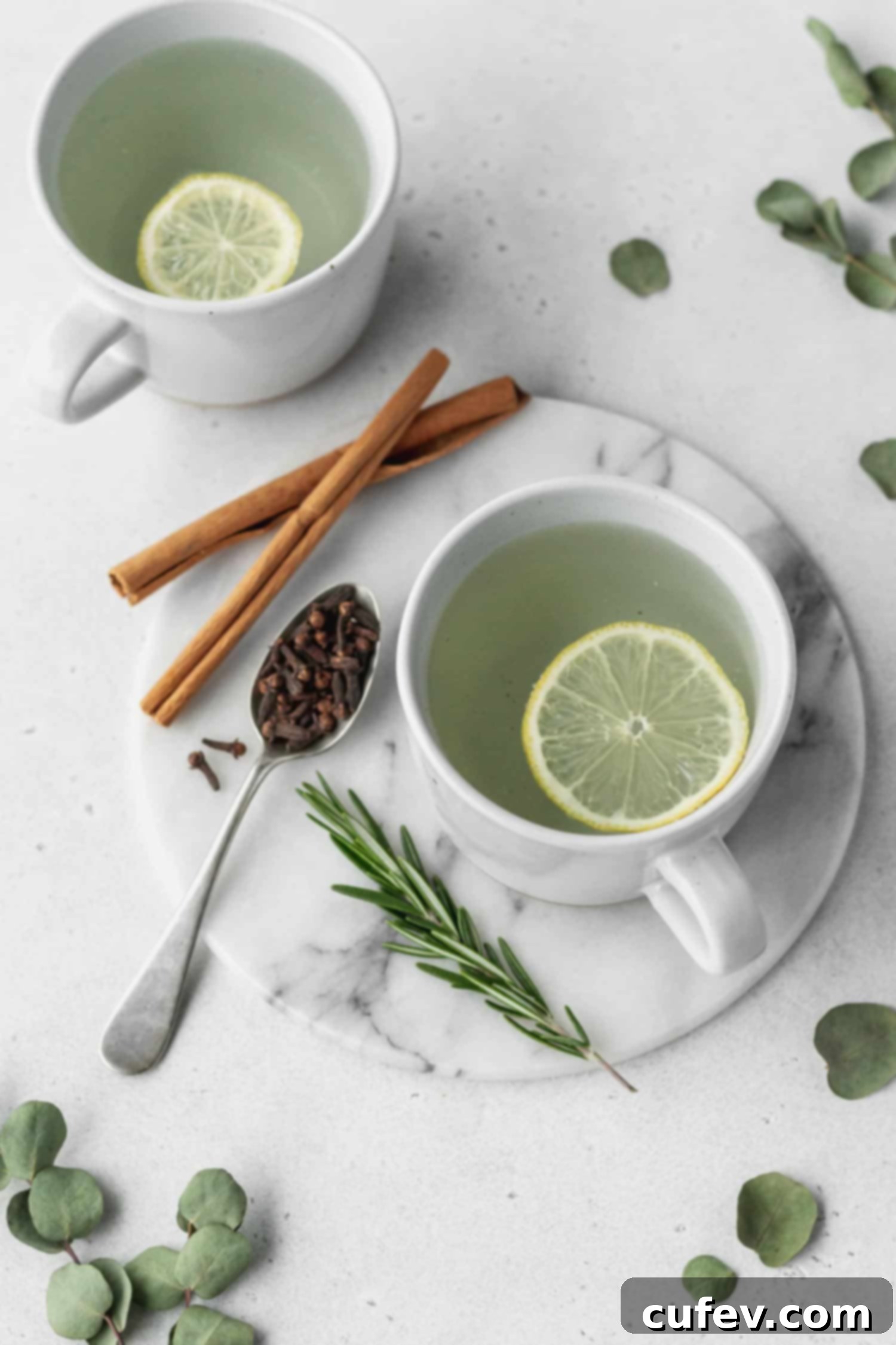 Thieves tea with a slice of lemon