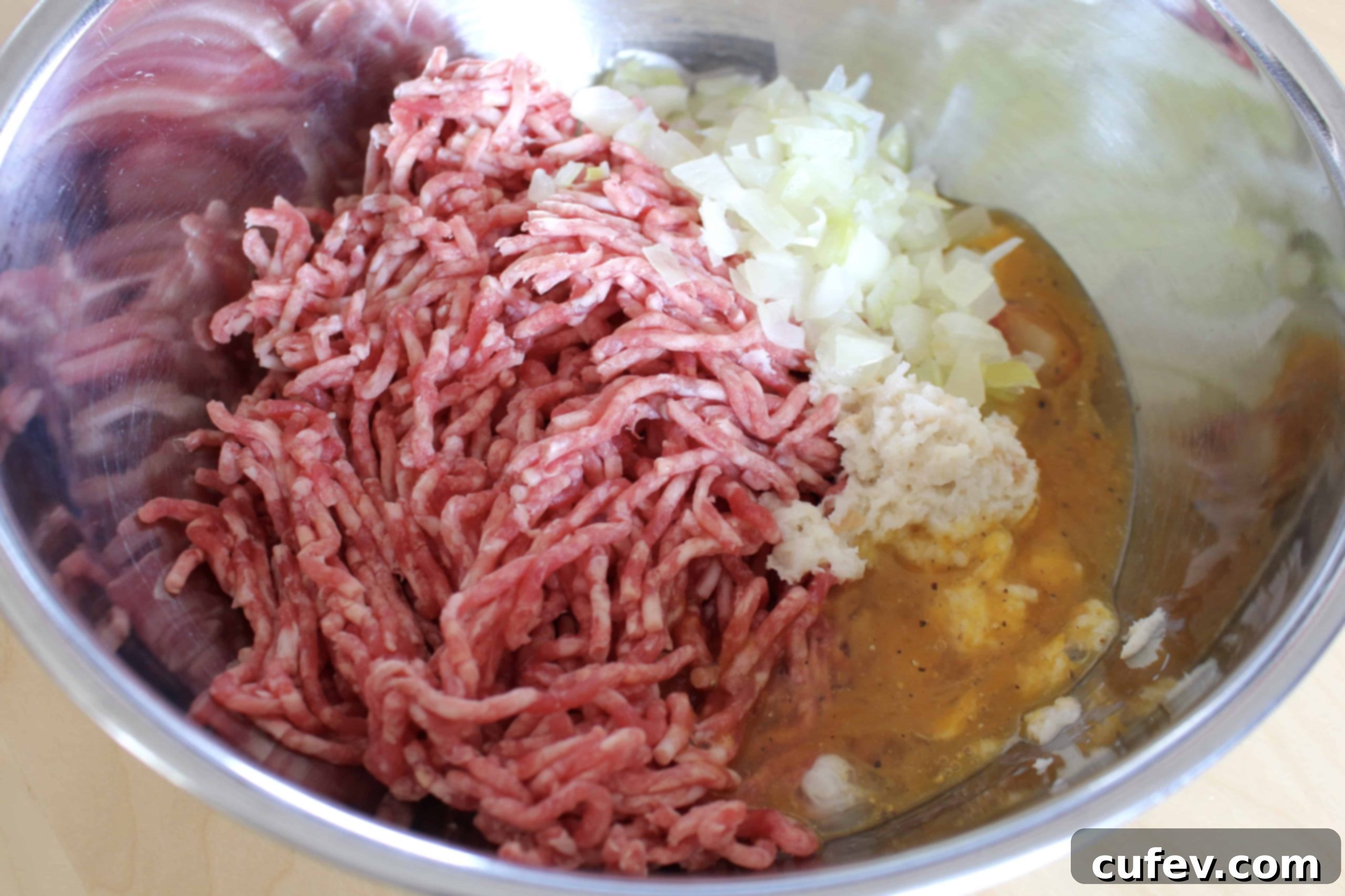 Finely chopped onion prepared for Salisbury steak patties