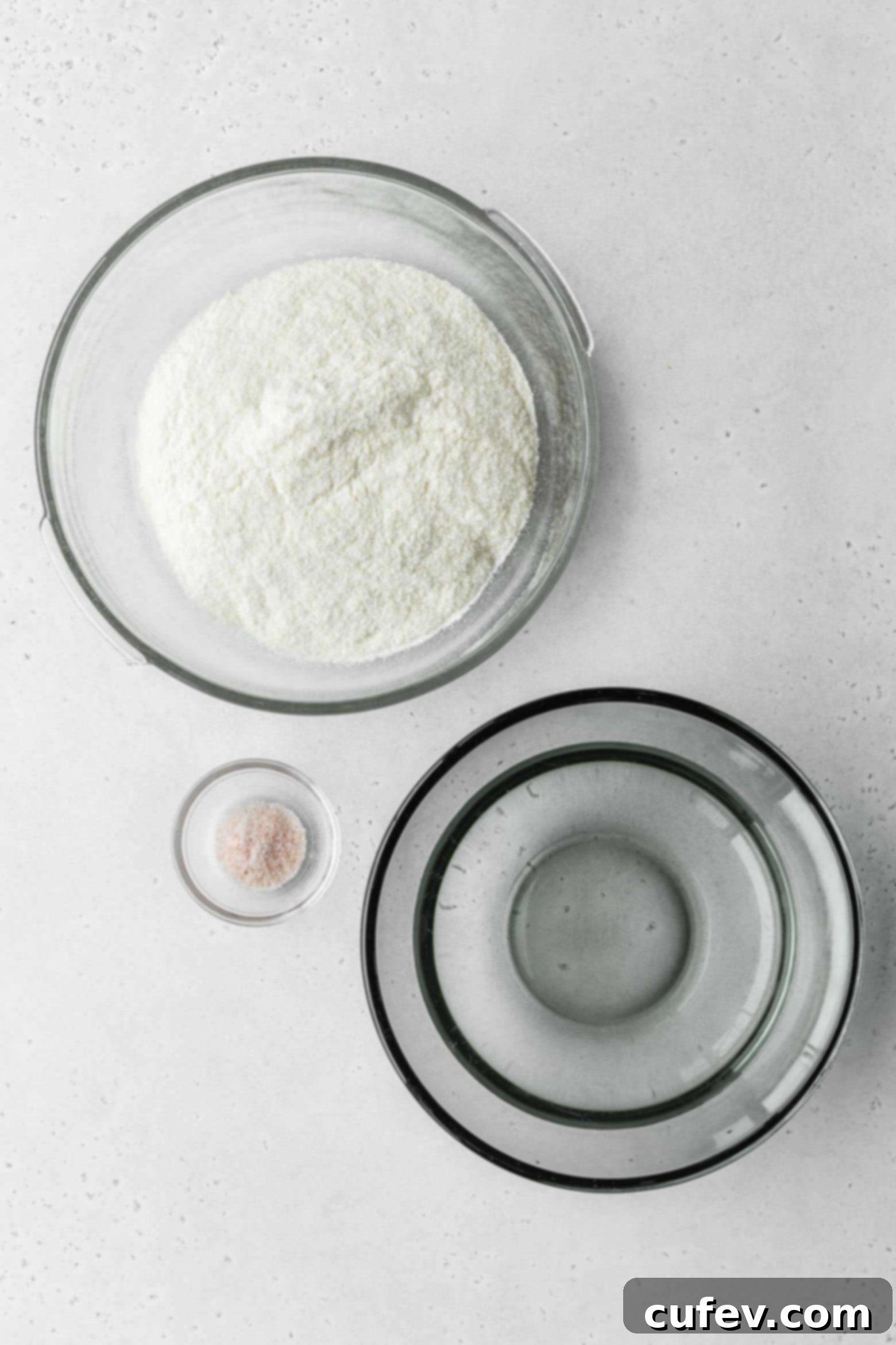 Arepa ingredients in bowls