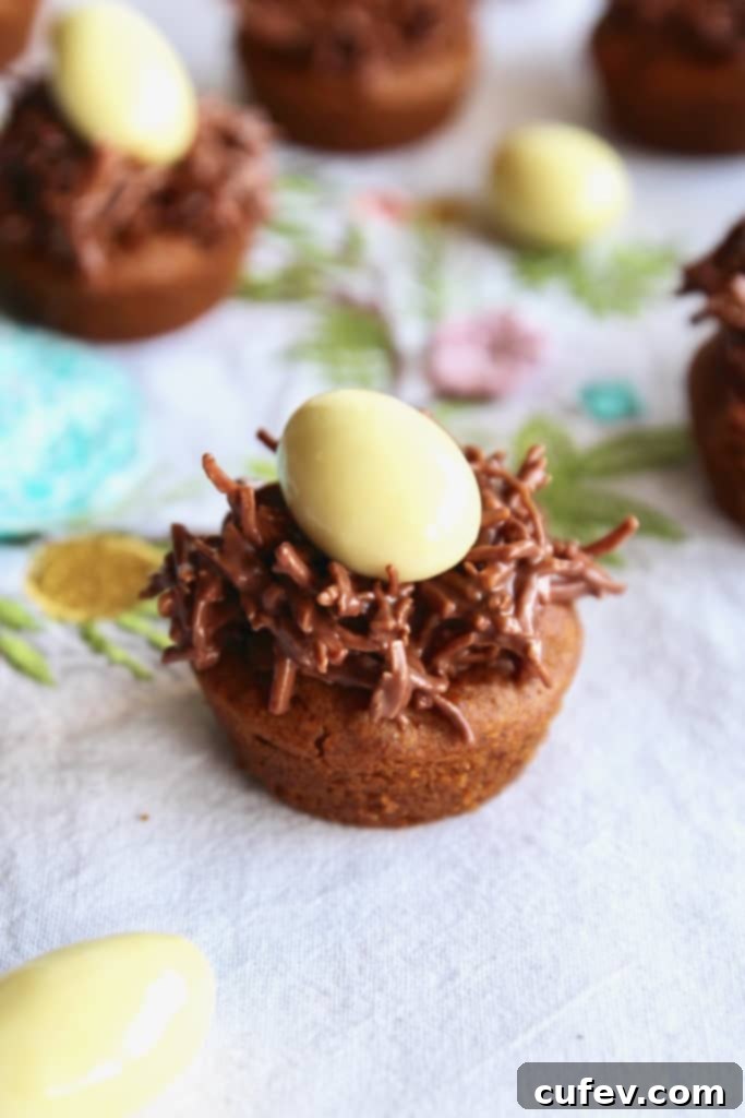 Springtime Gluten-Free Bird's Nest Cookies 5 Three beautifully decorated gluten-free bird's nest cookies with white chocolate covered almonds as eggs.