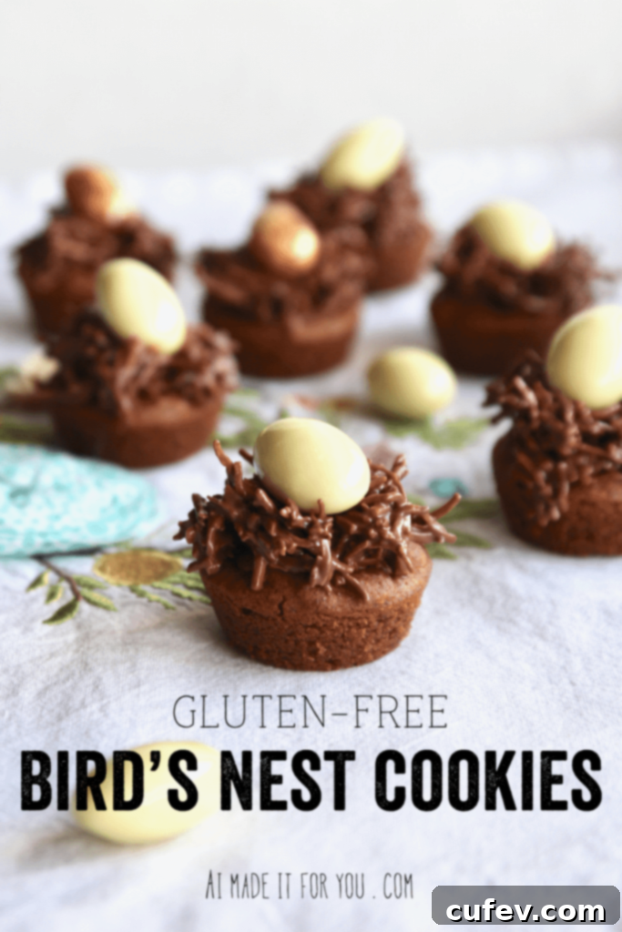 Springtime Gluten-Free Bird's Nest Cookies 8 A festive display of gluten-free bird's nest cookies, perfect for an Easter gathering.