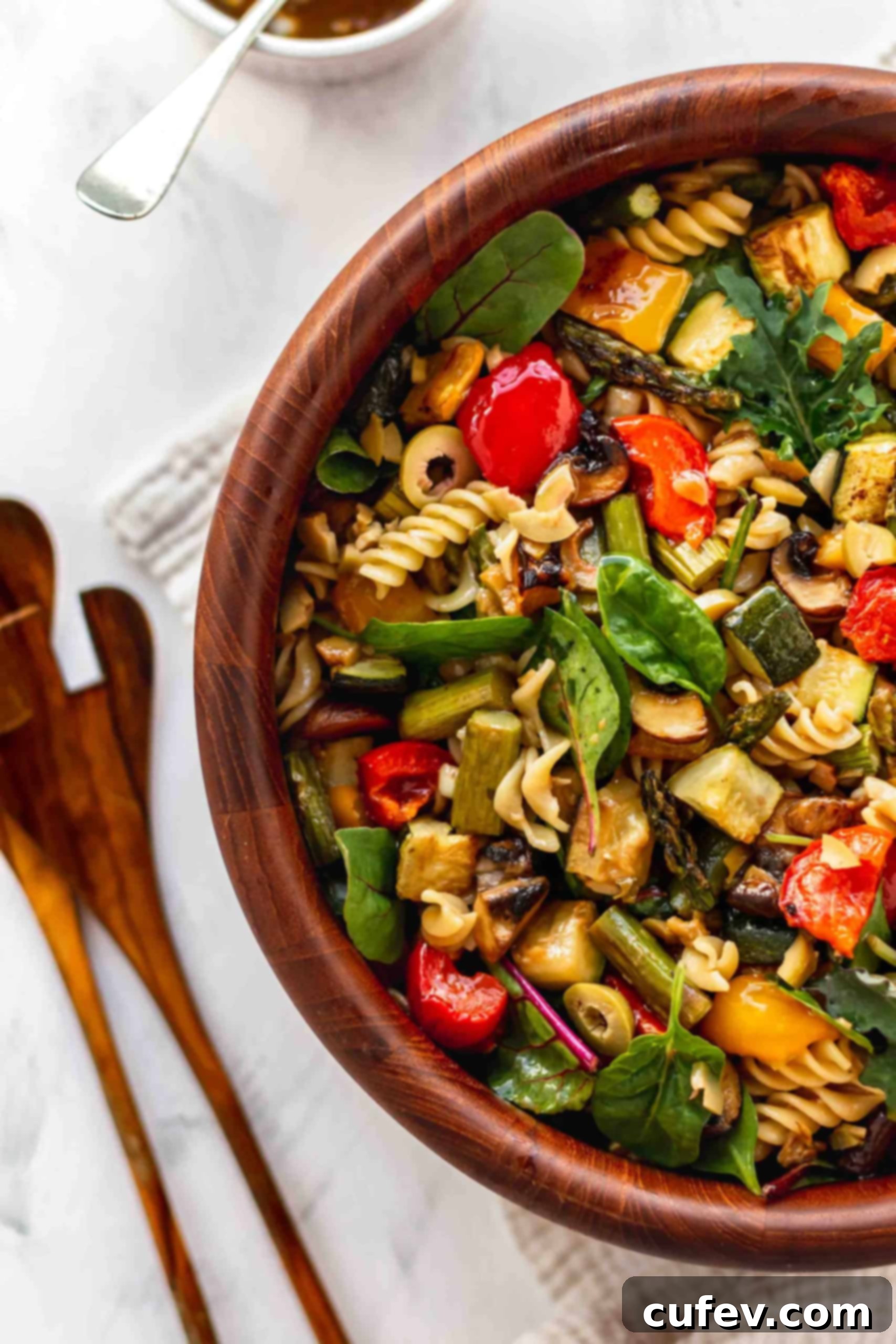 Close up of easy gluten free pasta salad