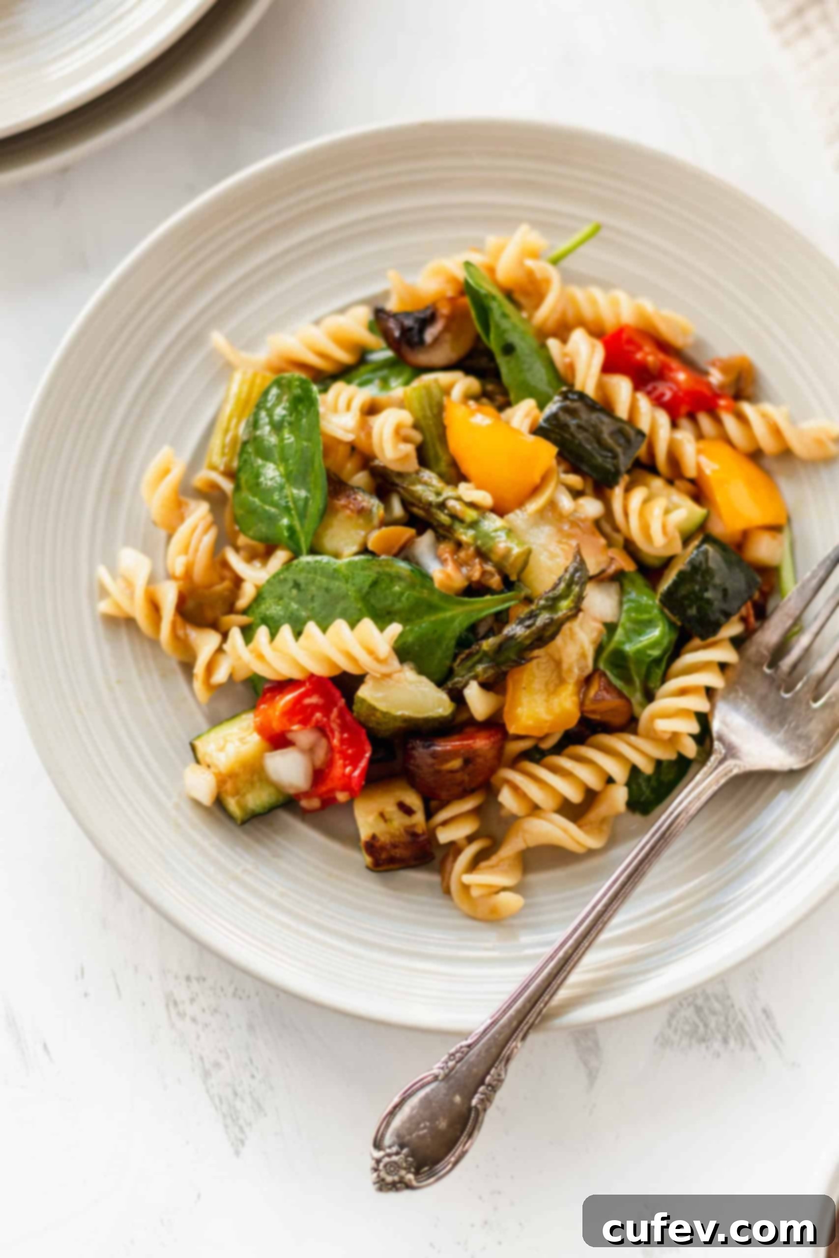 A plate of gluten-free pasta salad