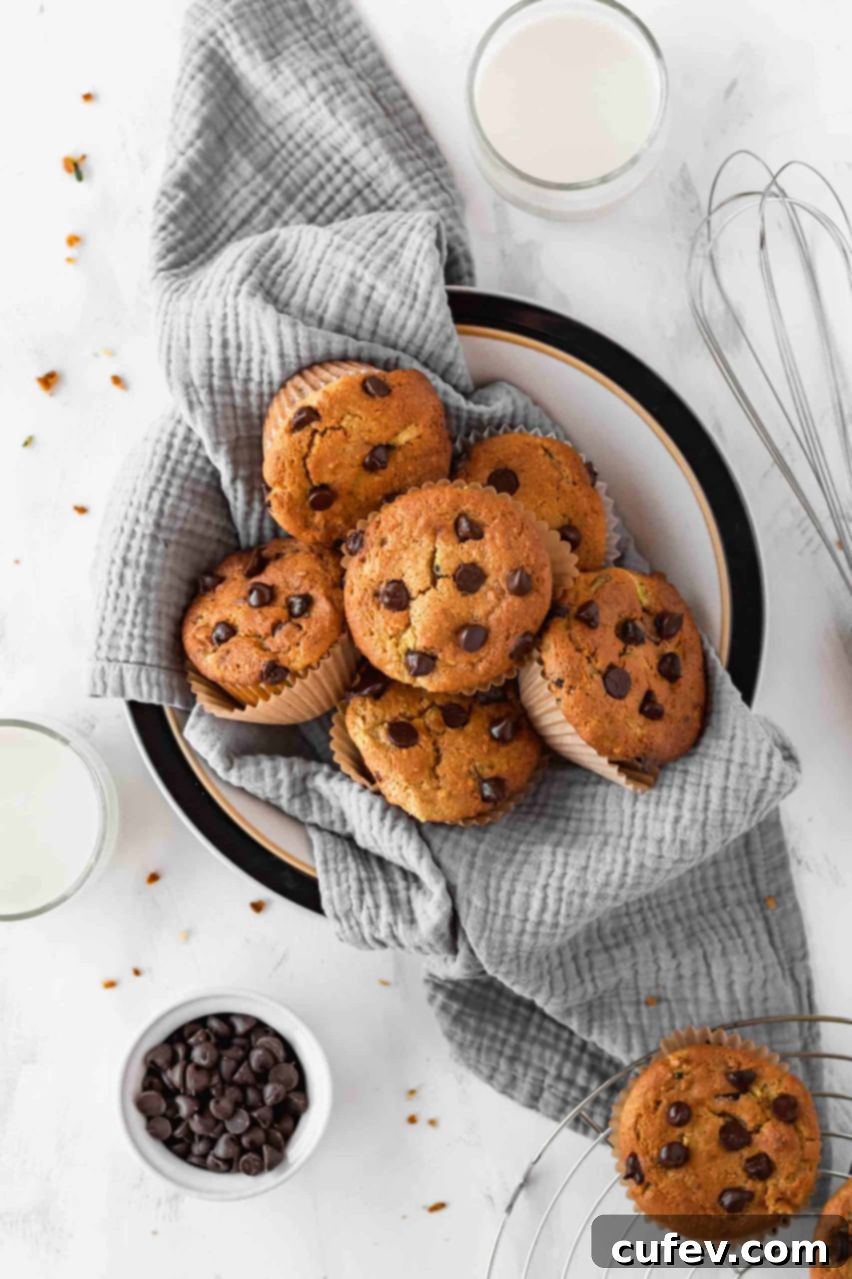 Gluten free zucchini muffins with chocolate chips