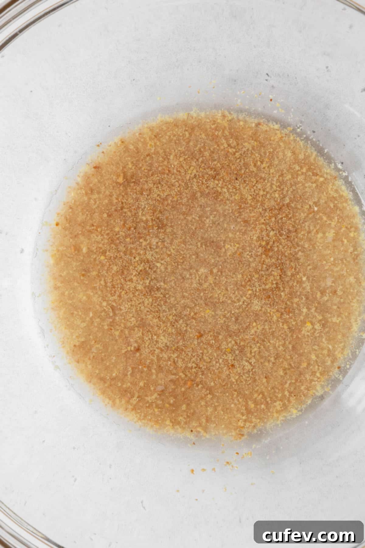Process shot - soaking ground flax in water to make a vegan egg.