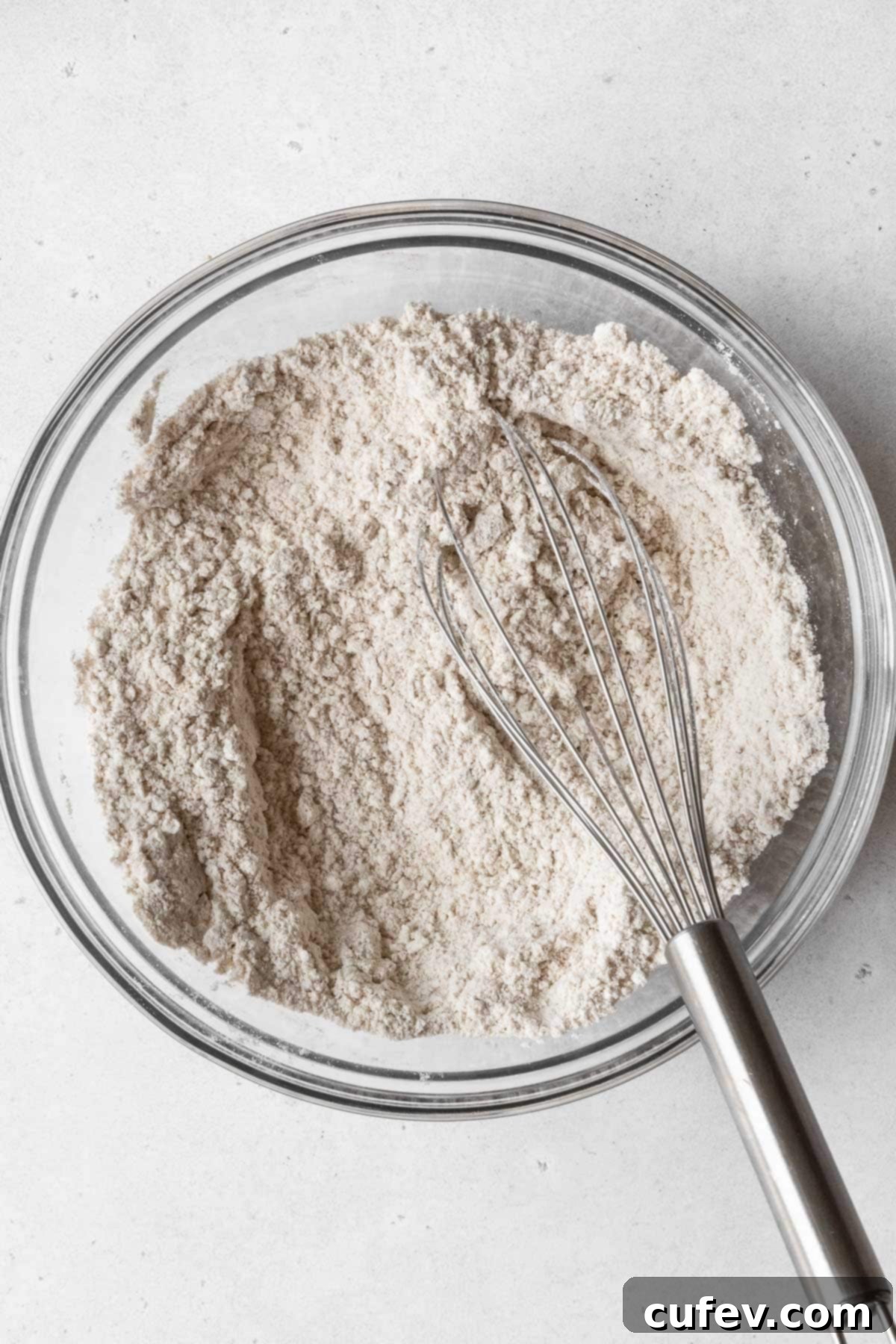 Process shot - dry ingredients after whisking together.