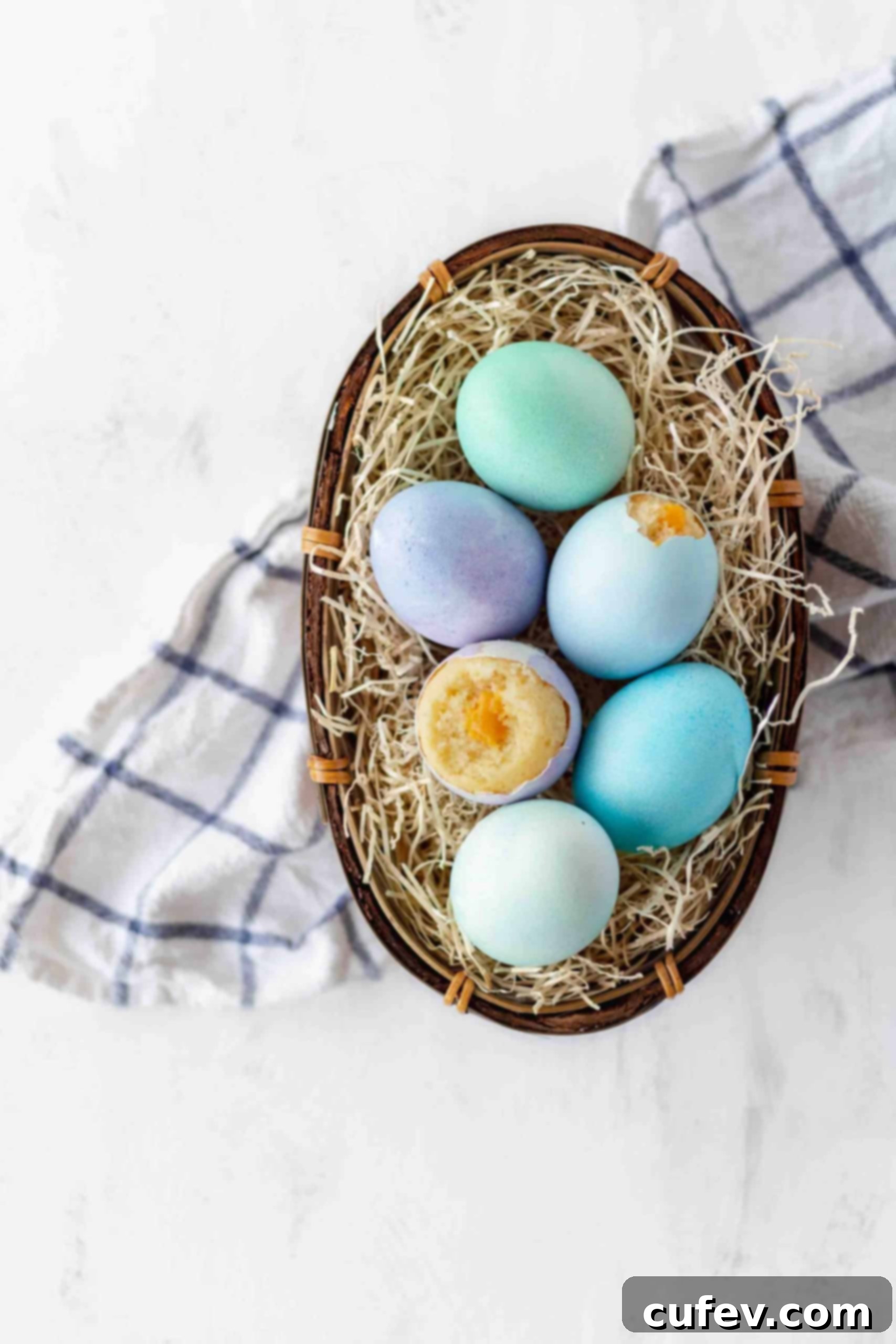 Vanilla cupcakes baked in eggshells with carrot curd