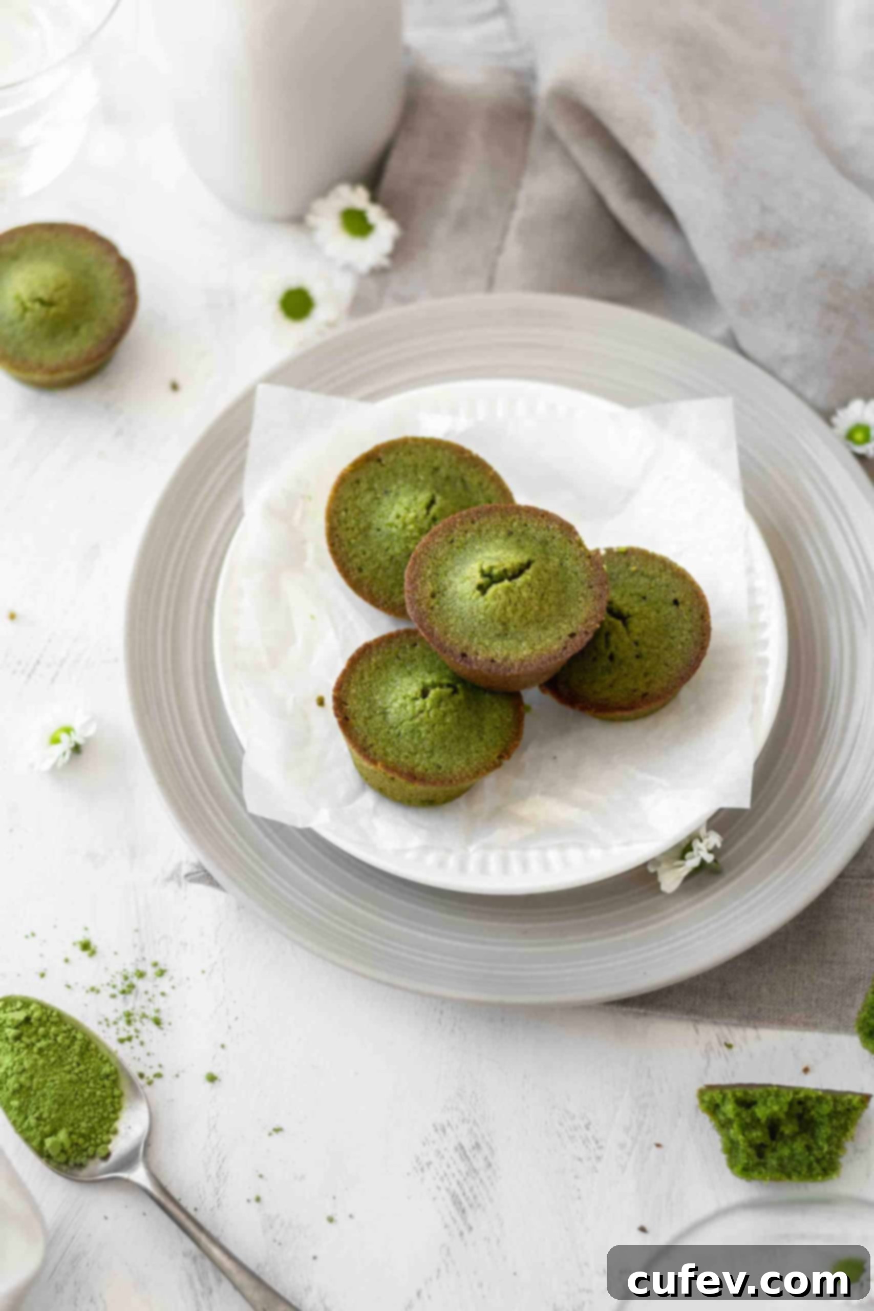 Matcha financiers on a plate