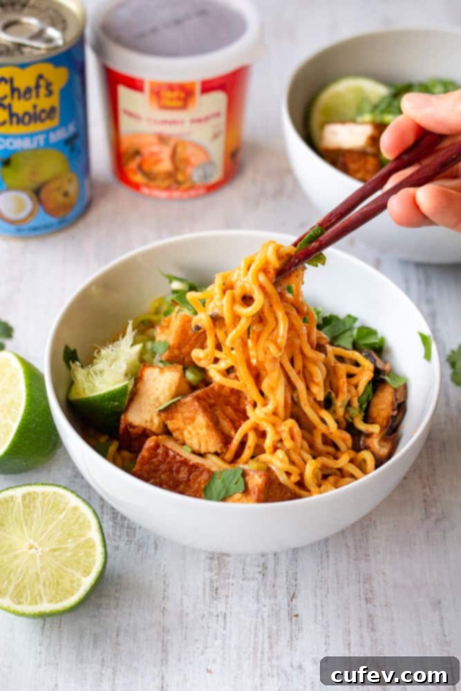 Rich, creamy, and spicy vegan ramen broth, brightened with a tang from fresh lime juice.