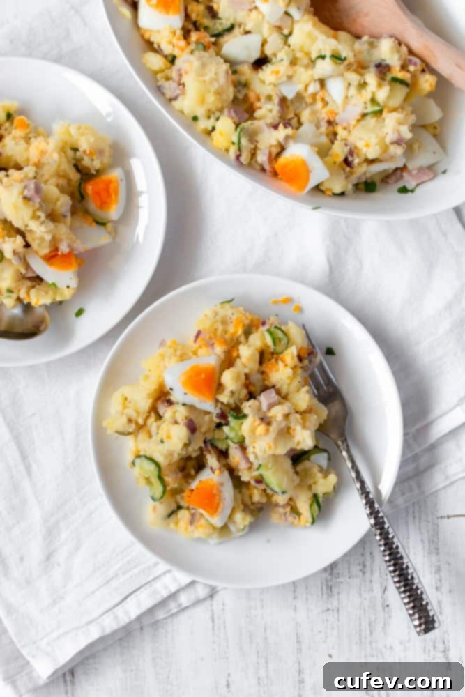 A good potato salad is a must-have at any BBQ! My mom’s potato salad is the best: Japanese style with a twist that’s low on mayo and has boiled eggs! #potatosalad #mom’spotatosalad #thebestpotatosalad #dairyfree #glutenfree #bbq #sidedish