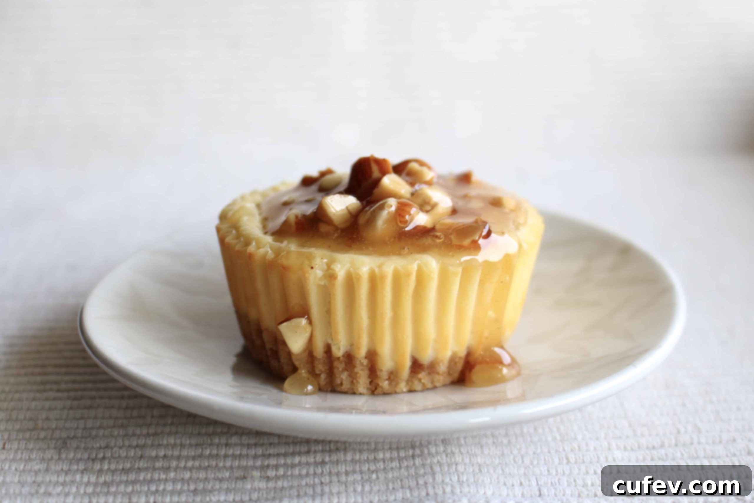 Honey Almond Gouda Cheesecakes ready to serve