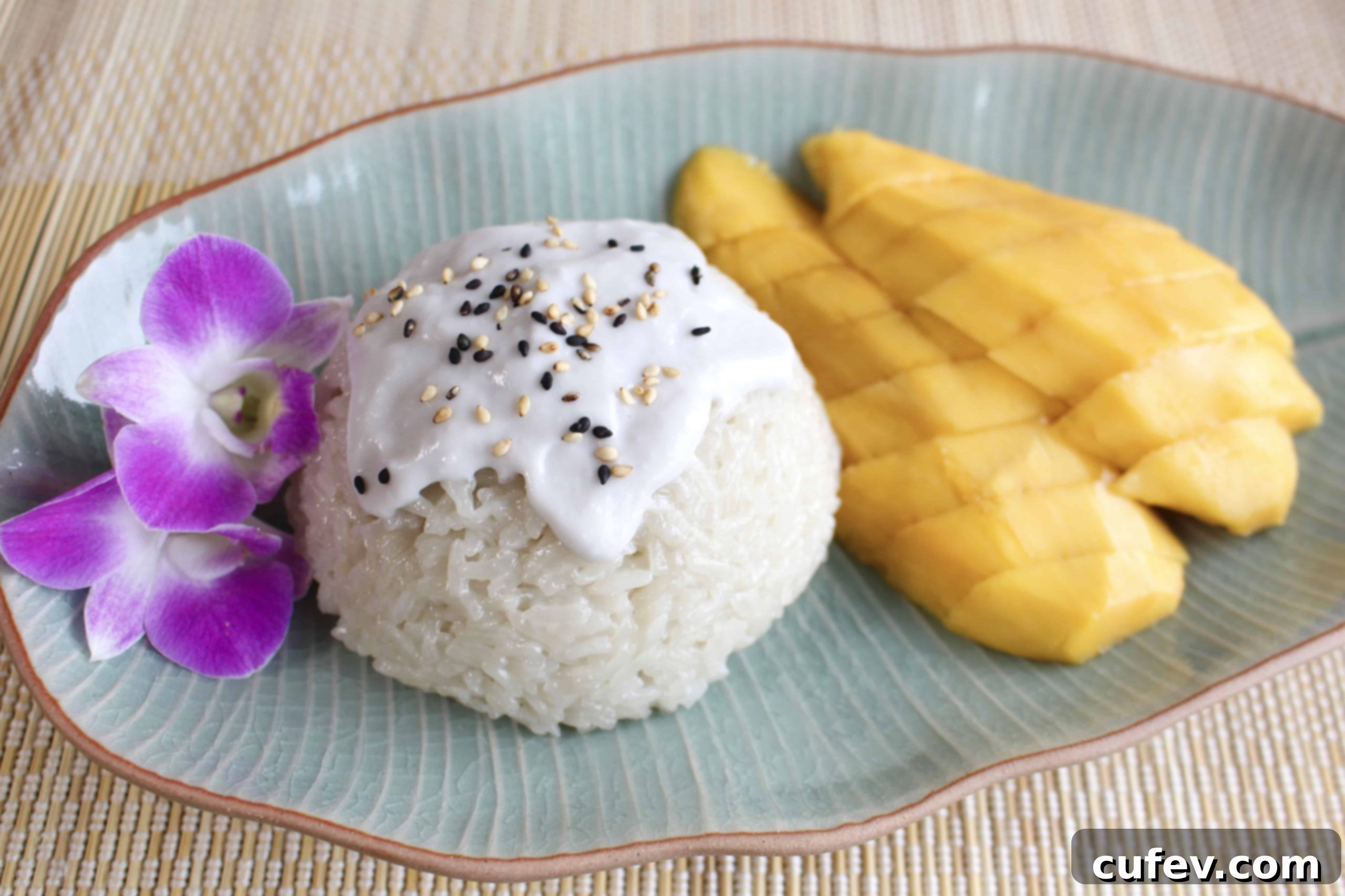 Homemade Mango Sticky Rice, a classic Thai dessert