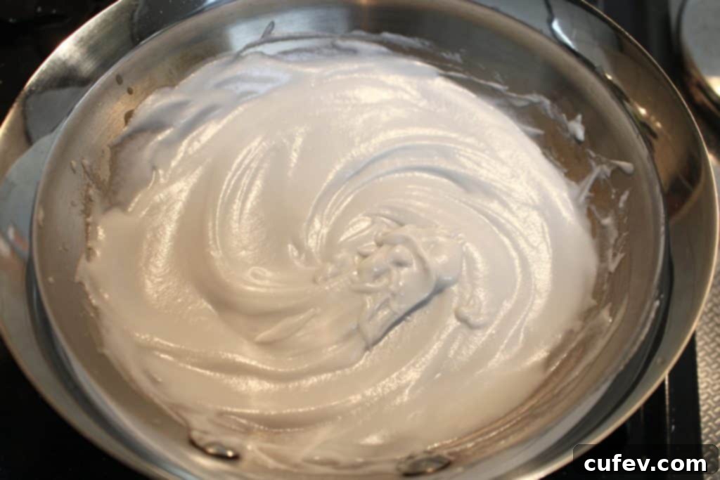 Coconut sauce ingredients mixing in a pan