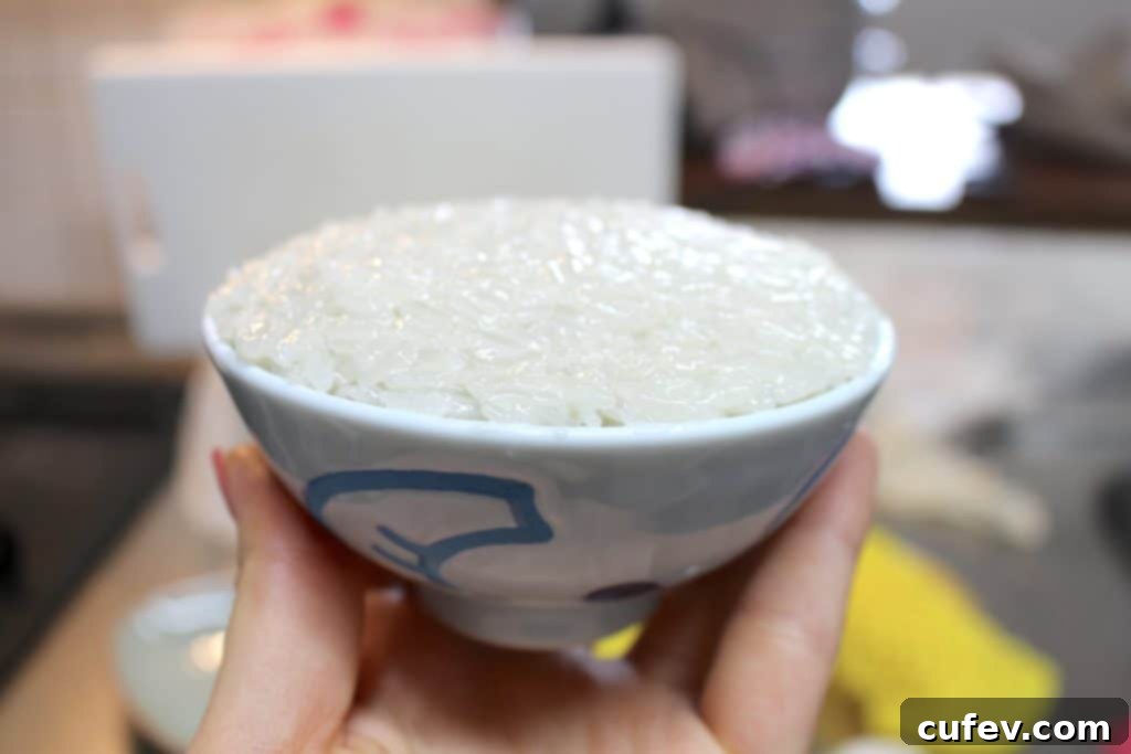 Sticky rice after soaking in sweet coconut milk