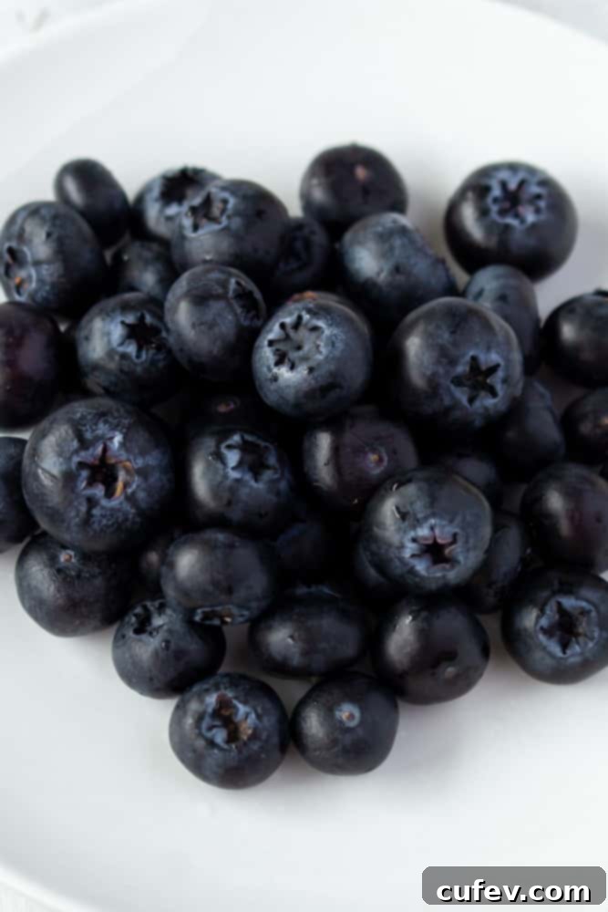 Fresh, plump blueberries, ready to be transformed into a vibrant and delicious filling for homemade cream cheese doughnuts.