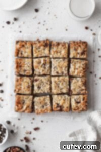 Vegan 7 layer bars cut into pieces.