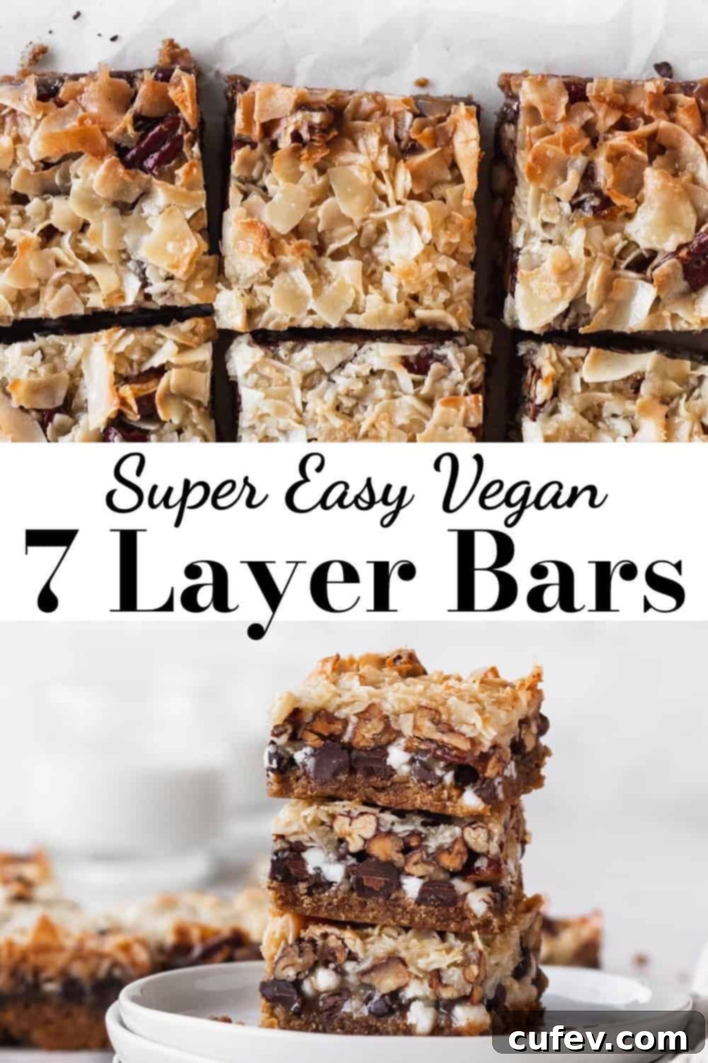 A beautifully presented single vegan 7 layer bar on a white plate, ready for a close-up.