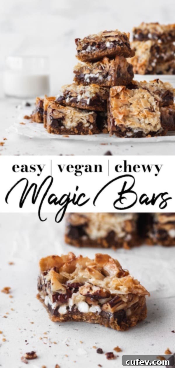 A generous pile of vegan magic bars on a serving dish, invitingly arranged.